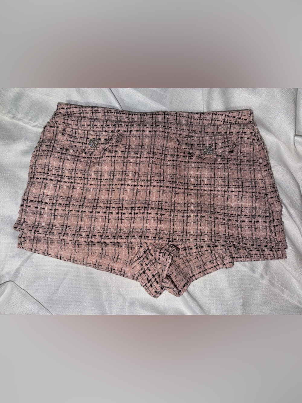wild fable Pink Tweed High-Waist Shorts/Skirt overlay